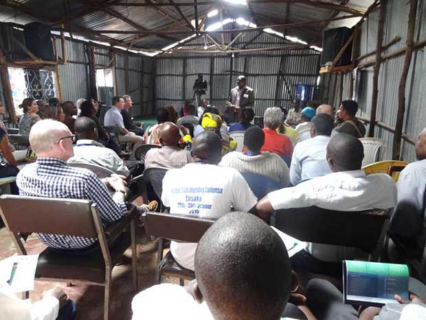 Moses Ngodhe of the Mashimoni Settlement Executive Committee welcomes the GLTN partners totheir settlement. Photo ©UN-Habitat/Rhea Lyn Dealca