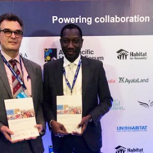 Oumar Sylla of UN-Habitat and Jaap Zevenbergen of the University of Twente - ITC launching the new GLTN publication.