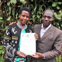 Mr. Nyesigyire Denis and Mrs. Nyesigire Sarah from Kabale District display their Certificate of Customary Ownership issued under the GLTN initiative funded by the Netherlands government