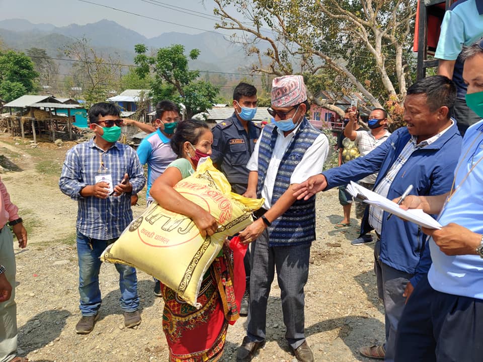 Nepal’s Belaka Municipality distributes food grains to vulnerable households. (Photo@Swostik Thapa/ Belaka)
